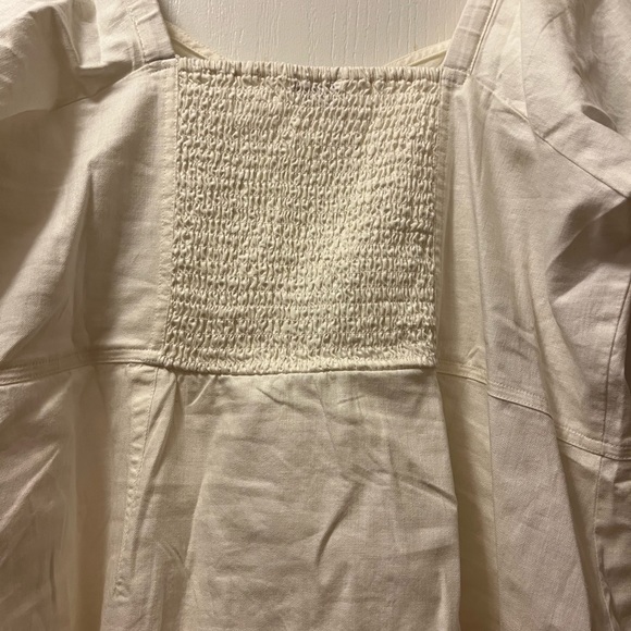 NWT  Madewell  Size 14  Plus Linen-Cotton Puff-Sleeve Mini Dress - Picture 6 of 10